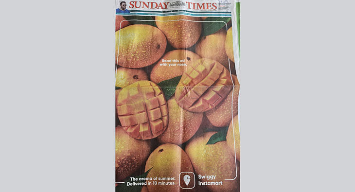 Swiggy Serves Mango Scented Ad On The Front Page