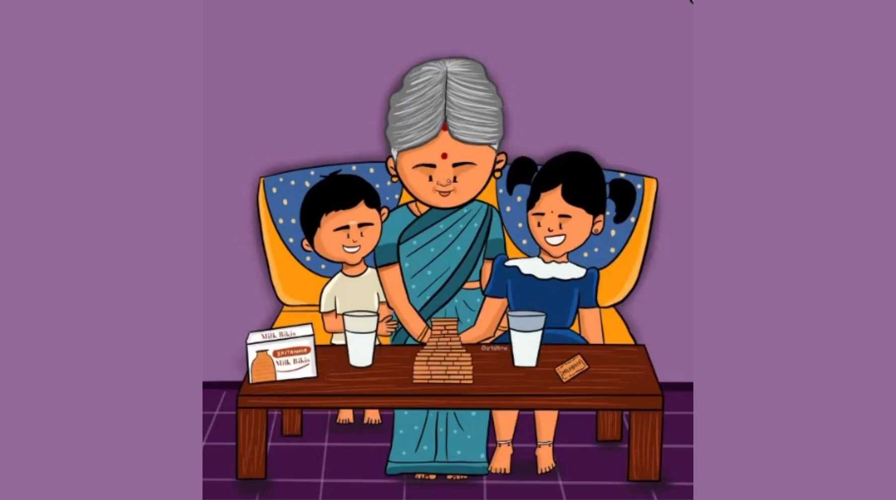 Indian family avatar cartoon character in black and white posters for the  wall • posters black-and-white, beauty, elegant | myloview.com