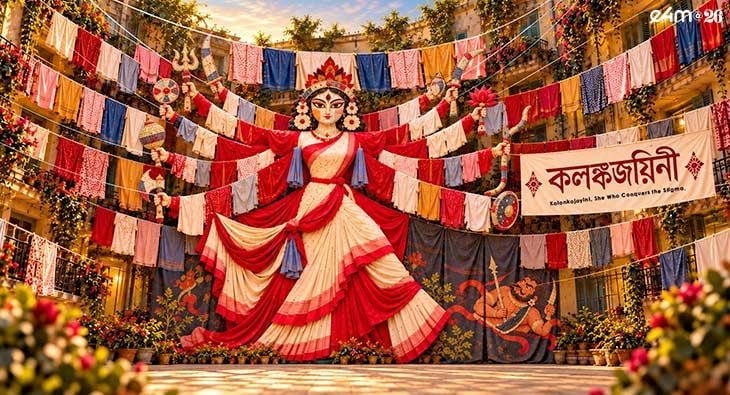 Sanlaap and Tribes Unite for Meaningful Durga Puja Installation