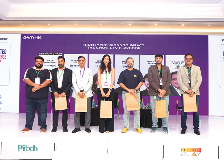 Russhabh R Thakkar of Frodoh, Rajiv Rajagopal of WPP Media, Pankajj Rai of Huella Services, Riddhi Pimputkar of Teads, Gaurav Ramdev of VISA, Shekhar Saurabh of TATA AIG, V Kaushik Vedula of Castrol India