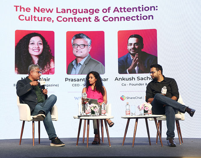 Prasanth Kumar of WPP Media, Neeta Nair of Impact Magazine (exchange4media), Ankush Sachdeva of ShareChat & Moj